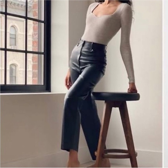 Wilfred The Melina Vegan Black Faux Leather Dress Pants Tapered Pant - Picture 14 of 14